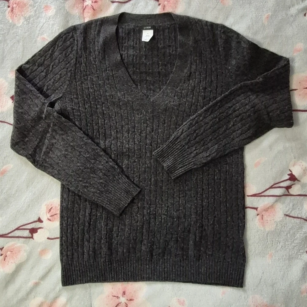 J. Crew Charcoal Cable Knit Sweater